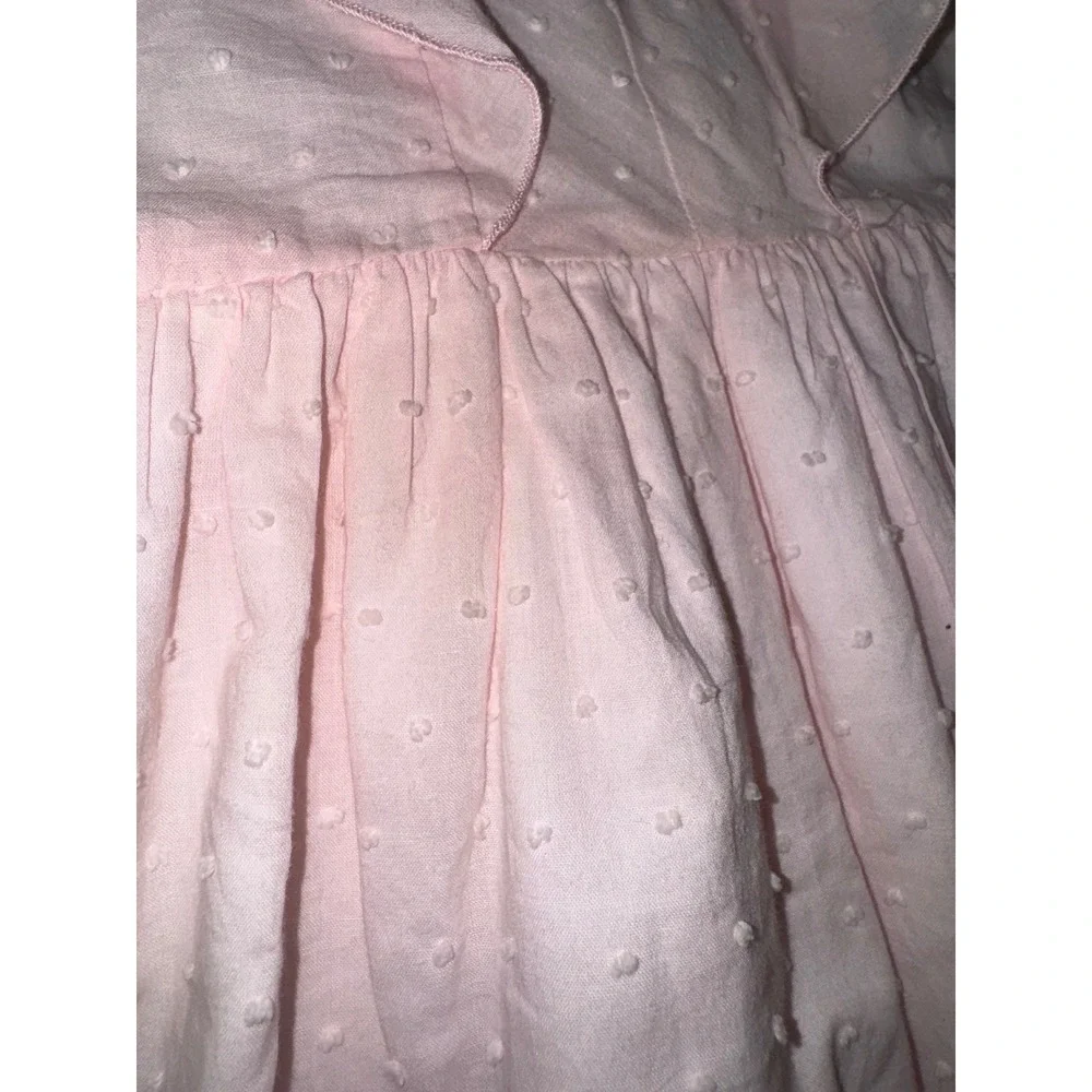 Mabel + Honey‎ Pink Swiss Dot Flutter Sleeve White Bow Back  Dress Girls Size 5